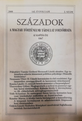 Szzadok - A Magyar Trtnelmi Trsulat Folyirata - 142. vfolyam - 2008/2