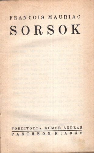 Francois Mauriac - Sorsok