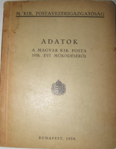 ADATOK - A Magyar Kir. Posta 1938. �vi m�k�d�s�r�l