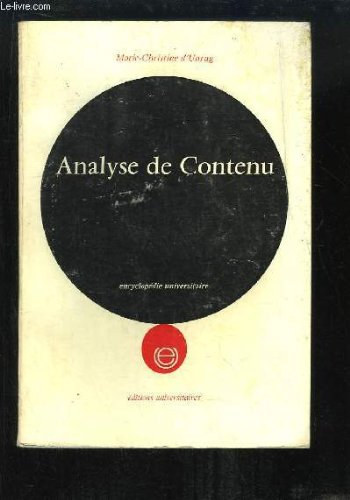 Marie-Christine d'UNRUG - Analyse de Contenu et acte de parole - De l'�nonce � l'�noncation