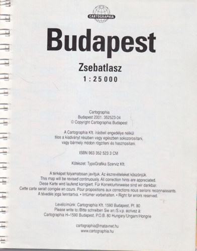 Budapest zsebatlasz 2001 -es 1: 25 000