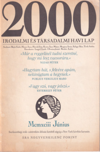 2000 Irodalmi �s T�rsadalmi Havi Lap - 1993. J�nius