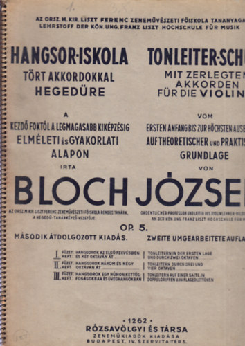 Bloch Jzsef - Hangsor-iskola - Tonleiter-Schule II. fzet (Heft) - Trt akkordokkal hegedre