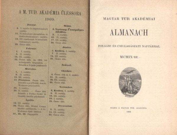 Magyar Tudom�nyos Akad�miai Almanach polg�ri �s csillag�szati napt�rral MCMIX-re
