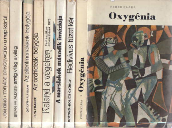 8 db. Táncsics fantasztikus könyvek (Oxygenia + Redivivus tüzet kér + A marslakók második inváziója + Kaland a végeken + Az orchideák bolygója + Az ellentmondások bolygója + Amíg világ a világ + A Nap körül)