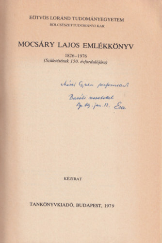 T�th Endre - Mocs�ry Lajos eml�kk�nyv 1826-1976