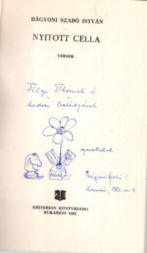 B�gyoni Szab� Istv�n - Nyitott cella - Versek- Dedik�lt