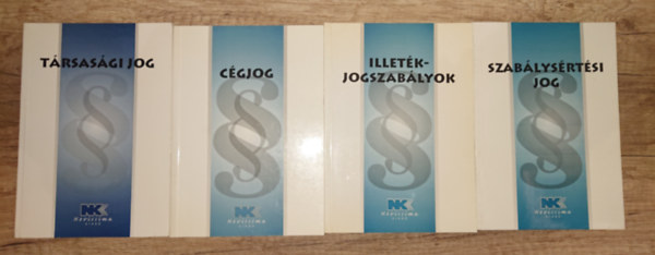 4 jogi t�rgy� kiadv�ny a Novissima kiad� gondoz�s�ban: T�rsas�gi jog, C�gjog, Illet�kjogszab�lyok, Szab�lys�rt�si jog