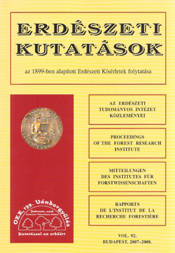 Dr. F�hrer Ern�  (szerk.) - Erd�szeti Kutat�sok vol. 92. (2007-2008)