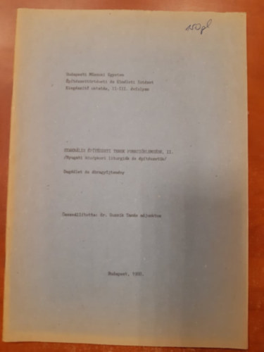 Budapesti Műszaki Egyetem Építészettörténeti és Elméleti Intézet Kiegészítő oktatás, II-III. évfolyam