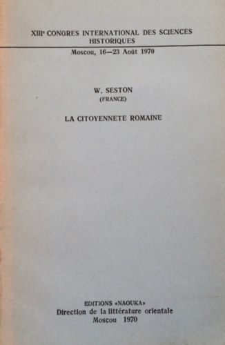 W. Seston - La Citoyennete Romaine