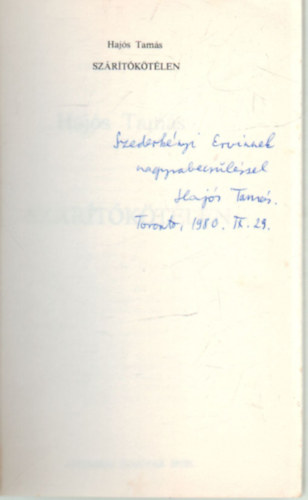 Hajs Tams - Szrtktlen- versek - dediklt