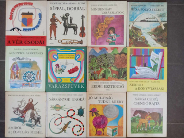 Dr. Kdr Andrs, Csuks Istvn, Julius Schwartz, Bolgr Gyrgyi - Csergezn Pl, Gl Pl-Gaal Domokos, Megay Lszl-Gaal Domokos, ...s mg sokan msok - (12db) "Blcs bagoly" knyvcsomag: A vr csodi / sppal dobbal / Mindennapi varzslatok / Hd a foly felett / A csepptl az cenig / Varzsfvek / Erdei esztend / Keresd a knyvtrban / Amirl a jgvilg mesl / Srknyok un