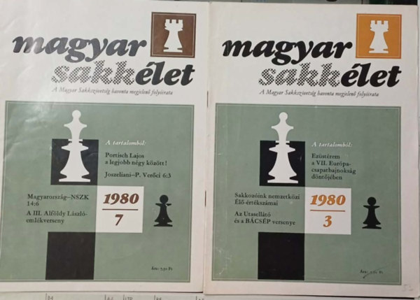 dr. Földi József (főszerk.) - 4 db Magyar Sakkélet folyóirat: 1980/3., 1980/7., 1980/8., 1980/11. számok