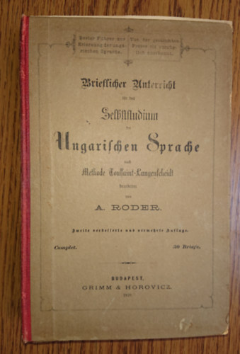 Brieflicher Unterricht f�r das Selbstudium Ungarischer Sprache
