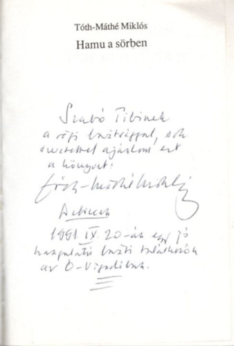 T�th-M�th� Mikl�s - Hamu a s�rben - dedik�lt