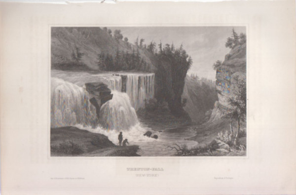 Trenton-Fall (Trenton-v�zes�s, New York �llam, USA, �szak-Amerika) (16x23,5 cm m�ret� eredeti ac�lmetszet, 1856-b�l)