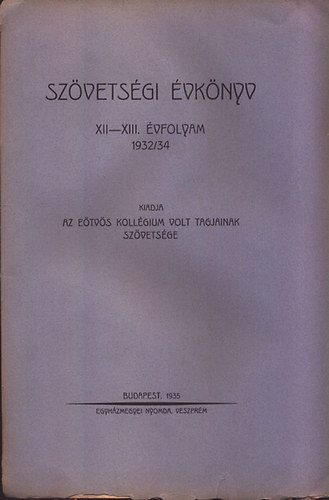 Szvetsgi vknyv XII-XIII. vfolyam (1932/34)