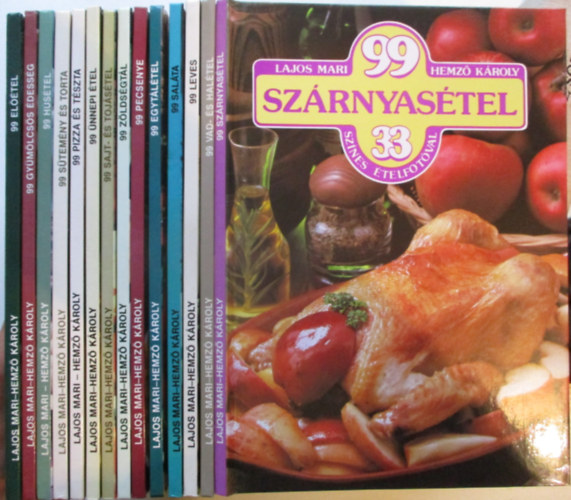 14 db a 99 étel 33 színes ételfotóbal sorozatból (Szárnyasétel, Előétel, Gyümölcsösédesség, Húsétel Sütemény és torta, Pizza és tészta, Ünnepi étel , Sajt- és tojásétel, Zöldségtál, Pecsenye, Egytálétel, Saláta, Leves,