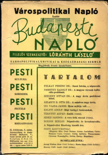 Várospolitikai Napló (Budapesti Napló)- II. évfolyam, 3. szám