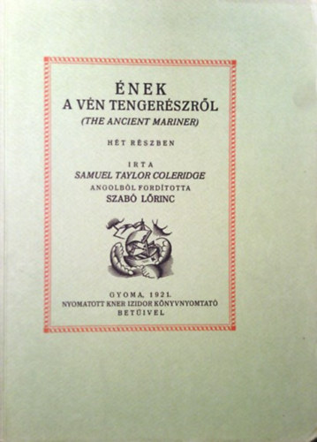 S. T. Coleridge - nek a vn tengerszrl (reprint)