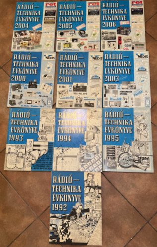 Békei Ferenc (Főszerk) - 10 db Rádiótechnika Évkönyve kiadvány: 1992, 1993, 1994, 1995, 2000, 2001,2003, 2004, 2005,2006
