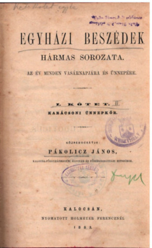 P�kolicz J�nos - Egyh�zi besz�dek 1-2 k�tet(egyben)