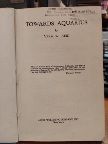 Vera W.  Reid (Womack) - Towards Aquarius