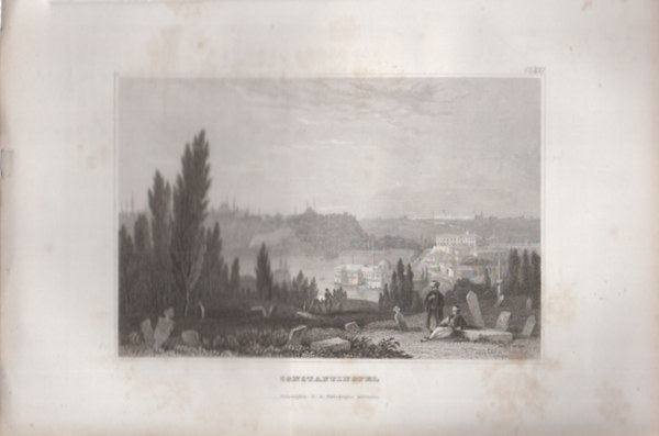Constantinopel (Isztambul, Törökország, Ázsia) (16x23,5 cm méretű eredeti acélmetszet, 1856-ból)