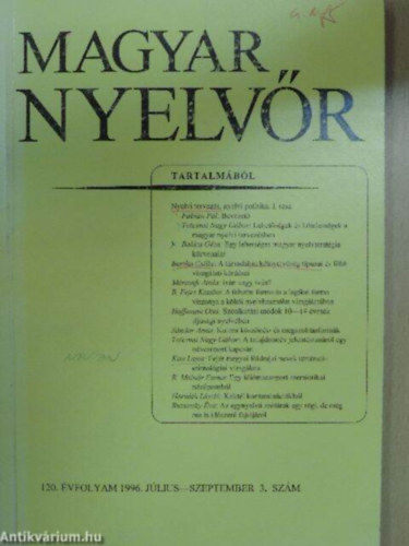 Keszler Borbla  (szerk.) - Magyar Nyelvr 120. vf. 1996. 1-4. szm (teljes)