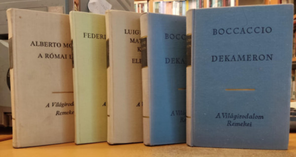 Federico De Roberto, Luigi Pirandello, Alberto Moravia Boccaccio - 5 db olasz klasszikus: A rmai lny; brnd; Dekameron I-II.; Mattia Pascal kt lete (Elbeszlsek)