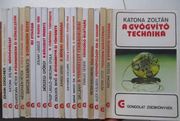 19 k�tet a gondolat zsebk�nyvek sorozatb�l (A gy�gy�t� technika, V�ndorl� �llatvil�g, R�gi aut�k, F�nyk�pez�g�p ma �s holnap, Technikai kuri�zumok, stb...)