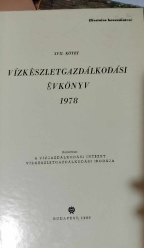 Vzkszletgazdlkodsi vknyv 1978 (XVII. ktet)