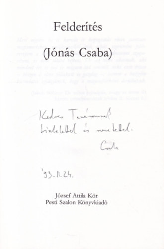 Jónás Csaba - Felderítés - dedikált