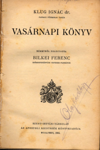 Klug Ign�c dr. - Vas�rnapi K�nyv
