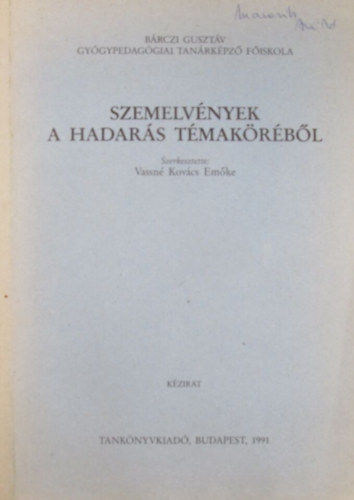 Vassné Kovács Emőke - Szemelvények a hadarás témaköréből