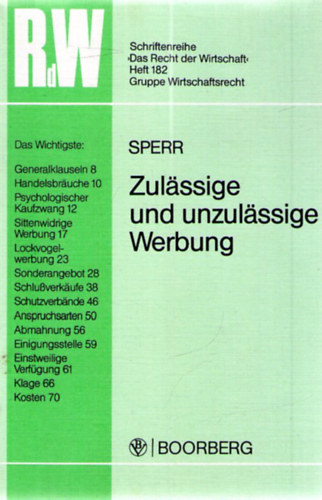 Bernhard Sperr - Zulssige und unzulssige Werbung