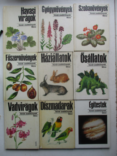 9 db a B�v�rk�nyvek sorozatb�l (H�zi�llatok, F�szern�v�nyek, D�szmadarak, Vadvir�gok 1., �gi testek, �s�llatok, stb...)