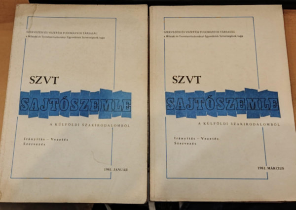 Szvt - 2 db Sajt�szemle a k�lf�ldi szakirodalom (Ir�ny�t�s - Vezet�s - Szervez�s)(Szervez�si �s Vezet�si Tudom�nyos T�rsas�g)