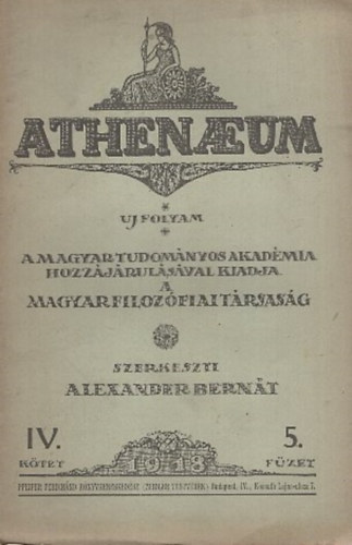 Alexander Bern�t  (szerk.) - Athenaeum Uj Folyam IV. k�tet 5. f�zet