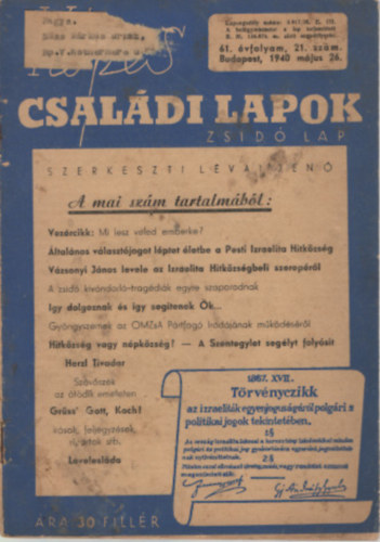 Kpes csaldi lapok - 61. vf. 21. sz.