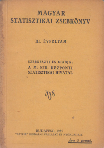 Magyar statisztikai zsebk�nyv III. �vfolyam (1935)