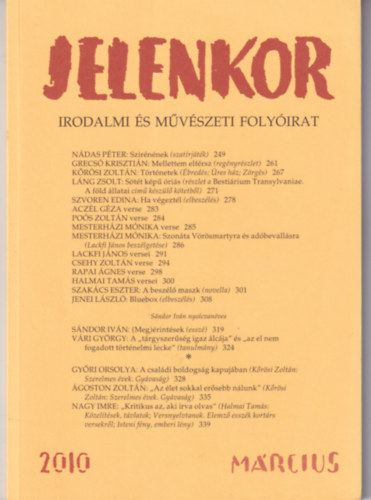 �goston Zolt�n - Jelenkor - Irodalmi �s m�v�szeti foly�irat - 2010. m�rcius