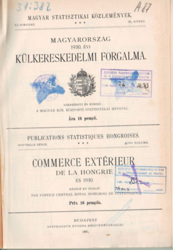Magyarország 1930. évi külkereskedelmi forgalma