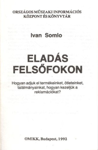 Somlo Ivan - Elad�s Fels�fokon