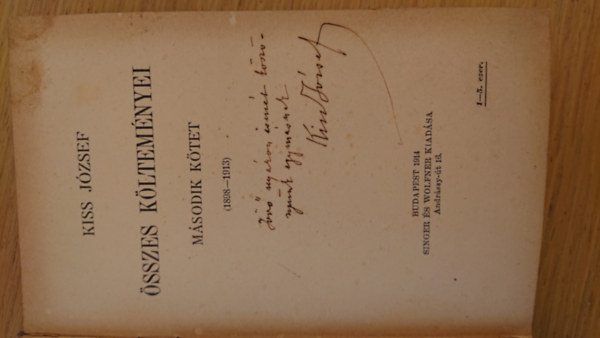 KIss Jzsef sszes kltemnyei (II. ktet) - dediklt!
