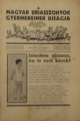 Eta nni-Elek bcsi - A Magyar Uriasszonyok gyermekeinek ujsgja 1933 jlius 20