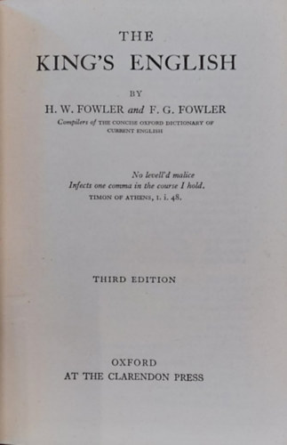 H.W. Fowler - F.G. Flower - The King's English