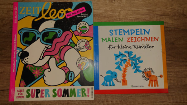 2 n�met nyelv� foglalkoztat�f�zet: Stempeln, malen, zeichnen f�r kleine Kinder, Leo - MItmachheft - Sommer Spezial 2017