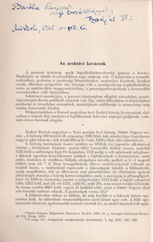 Bodgl Ferenc - Az roktvi kovcsok - Klnlenyomat ( Mzeumi fzetek 21 ) dediklt